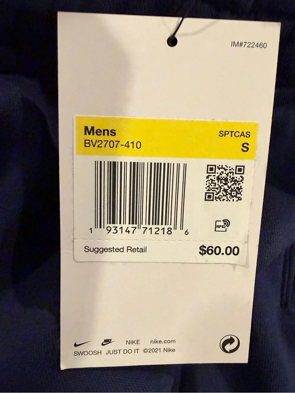 Nike‎ Men’s Size S Navy Blue Fleece Joggers